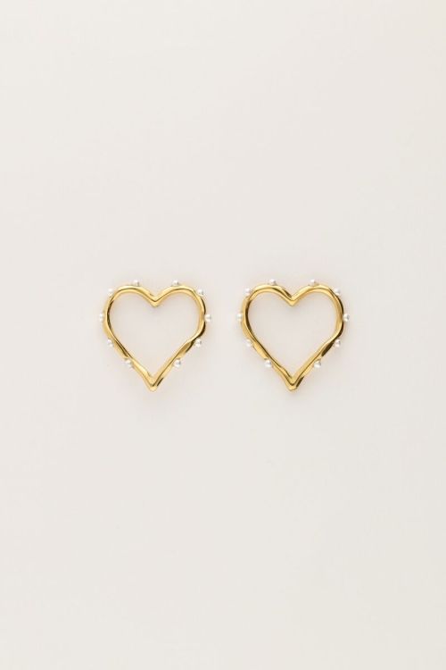 Studs met open hart en parels