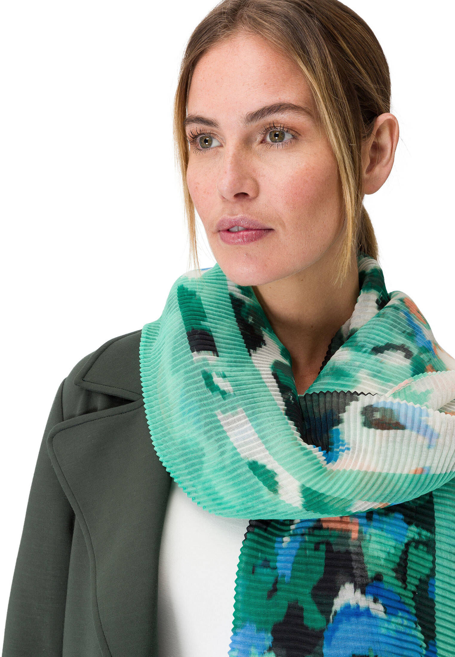zero| Damen Plisséeschal mit Print