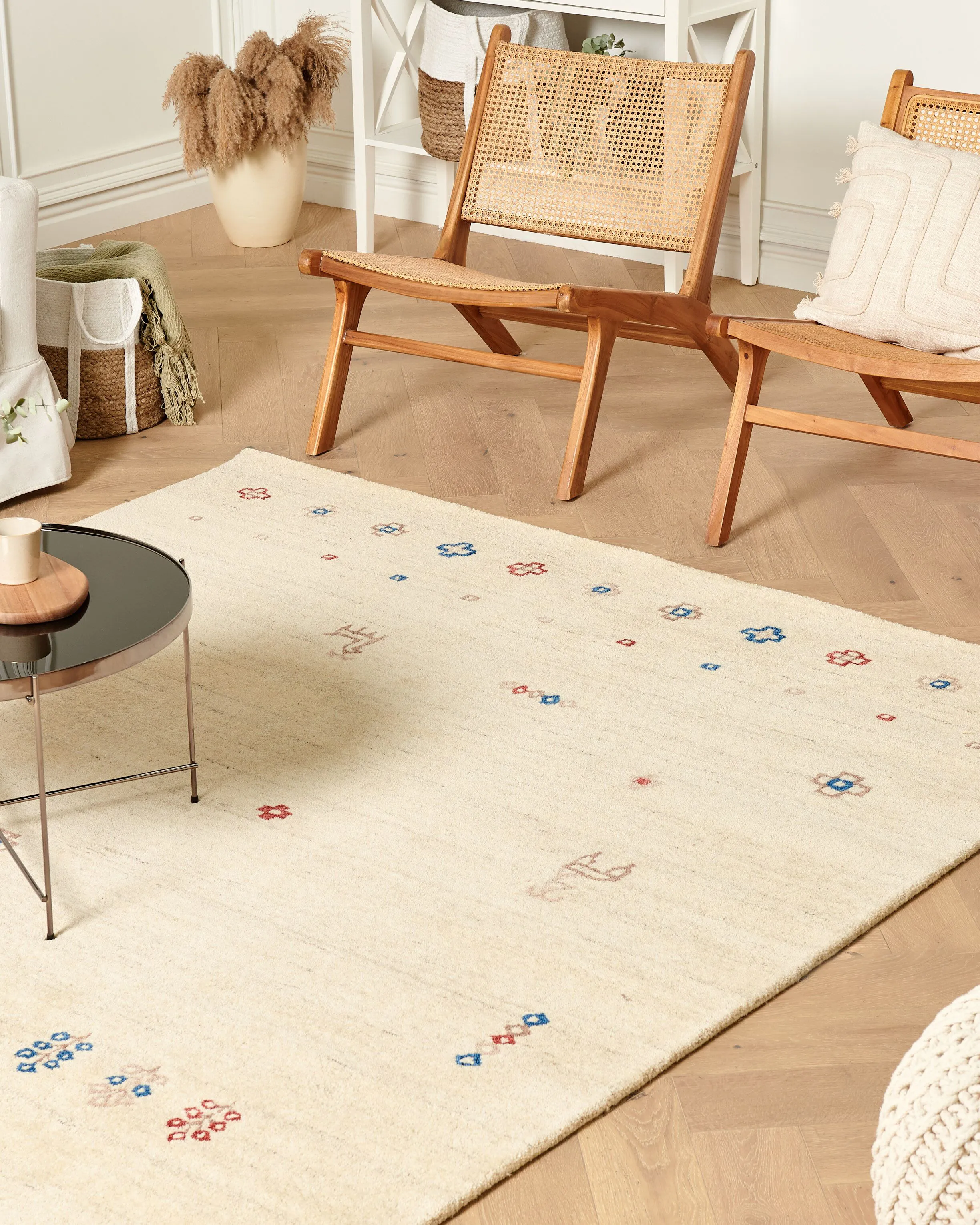 Vloerkleed SULUCA Beige 200 x 300 cm Wol Gabbeh