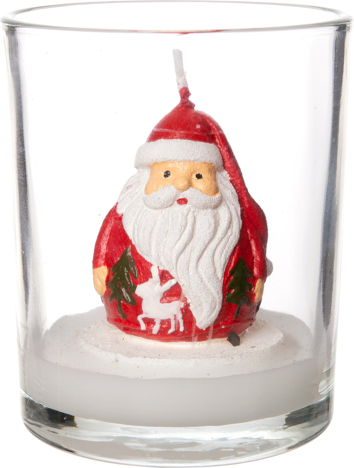 Intratuin kaars in glas kerstman rood D 6,2 H 7,3 cm
