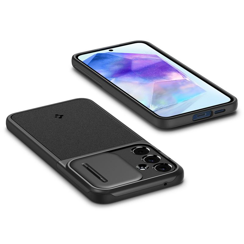 Samsung Galaxy A55 Optik Armor Hybrid Case Hülle mit Cam-Slider (ACS07535) - Schwarz