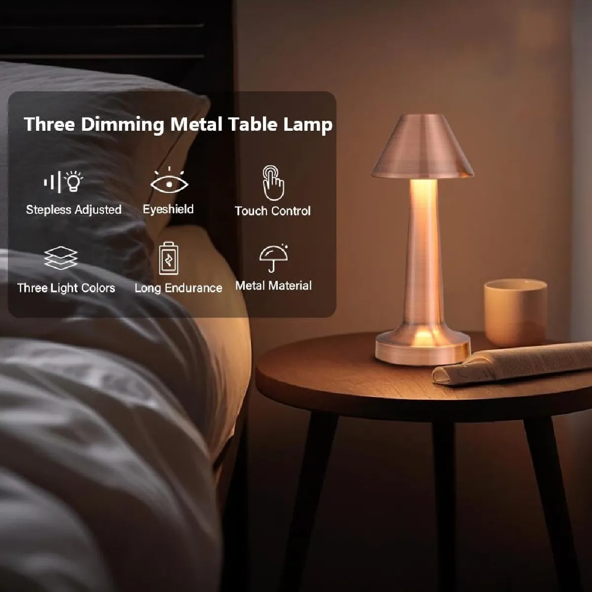 Lampe de chevet tactile - Rose
