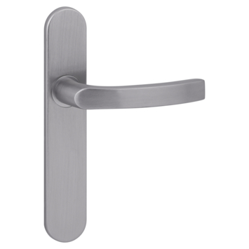 Karwei deurkruk set Lorenzo ovaal blind schild RVS look aluminium