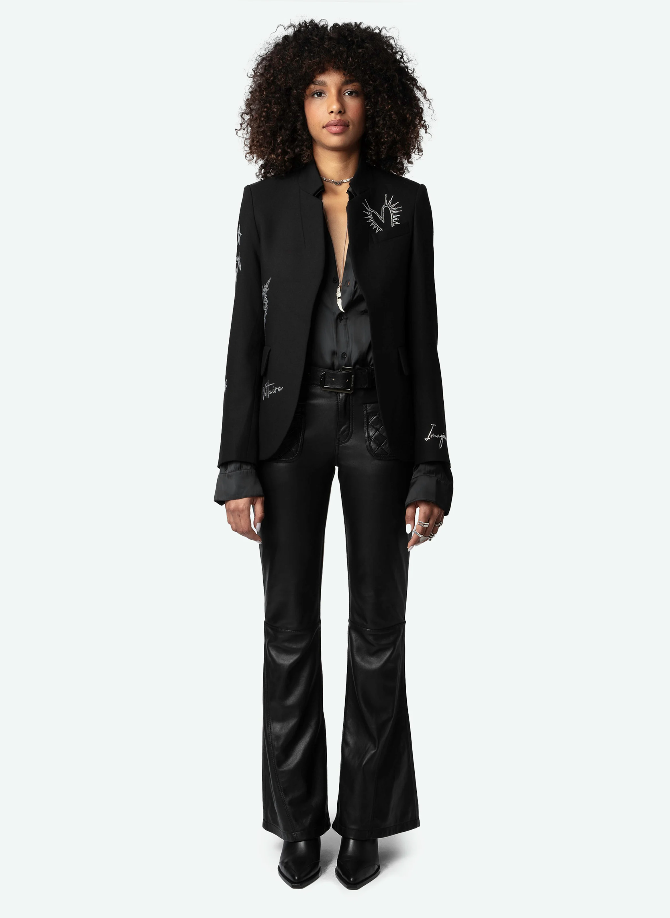 VERY - Veste blazer droit à strass | Noir