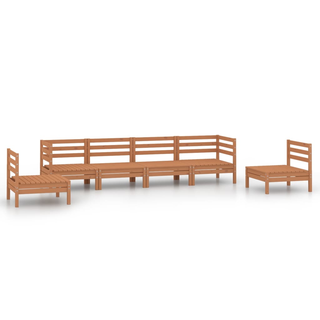 Salon de jardin meuble d'extérieur ensemble de mobilier 6 pièces marron miel bois de pin massif