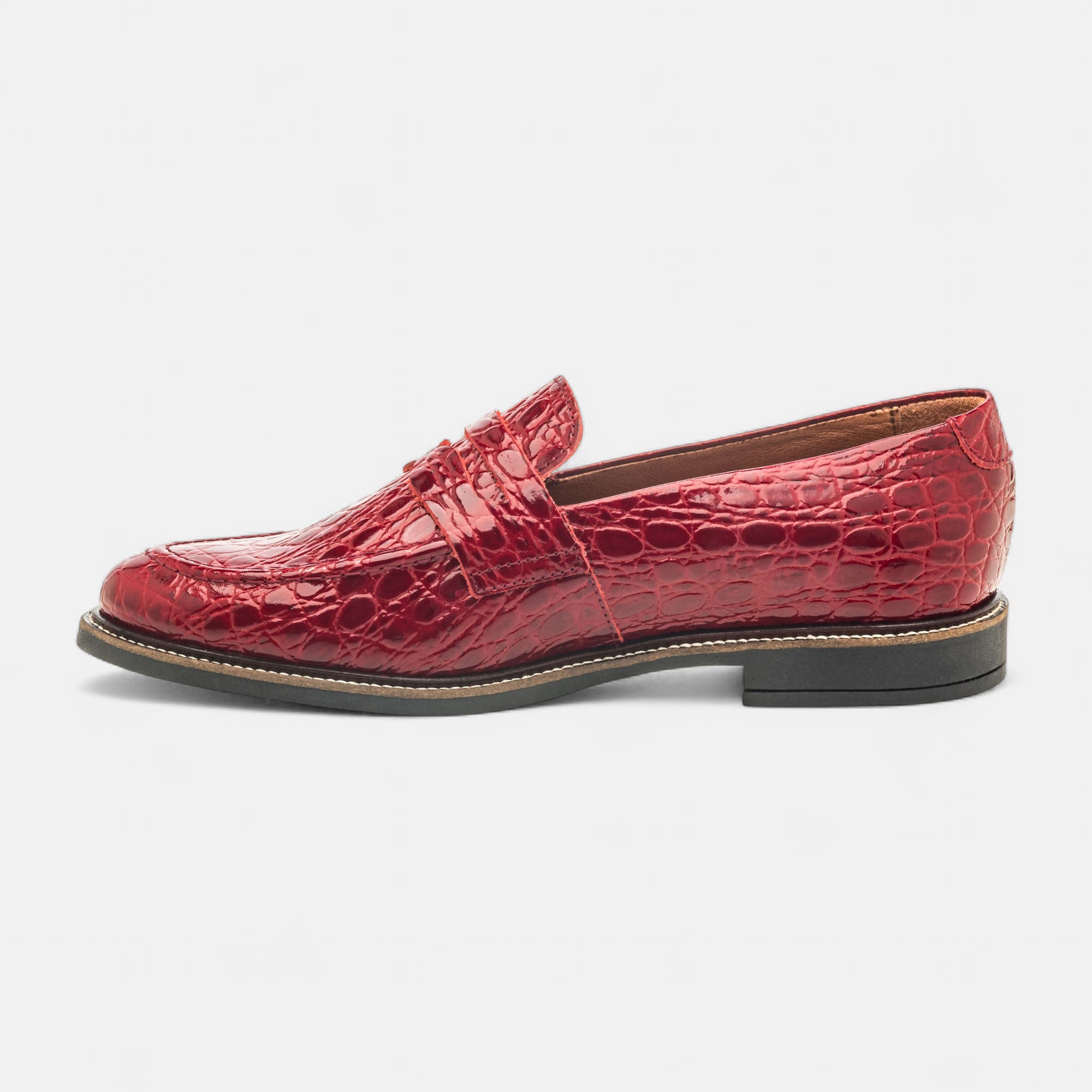Mocassins Femme en cuir rouge