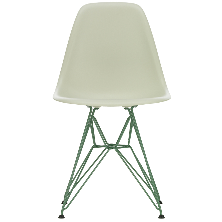Vitra Eames DSR Colours stoel Pebble, onderstel foam green