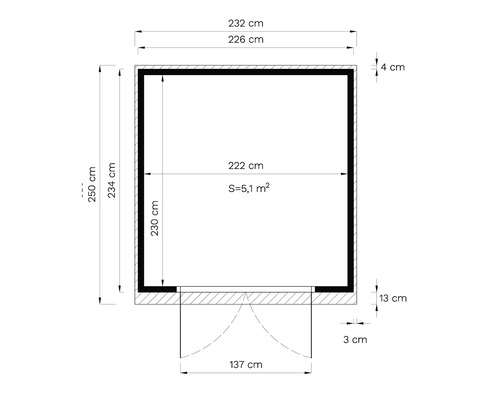 Bertilo Woodline tuinhuis met lessenaarsdak en vloer, 226 x 240 cm, antraciet