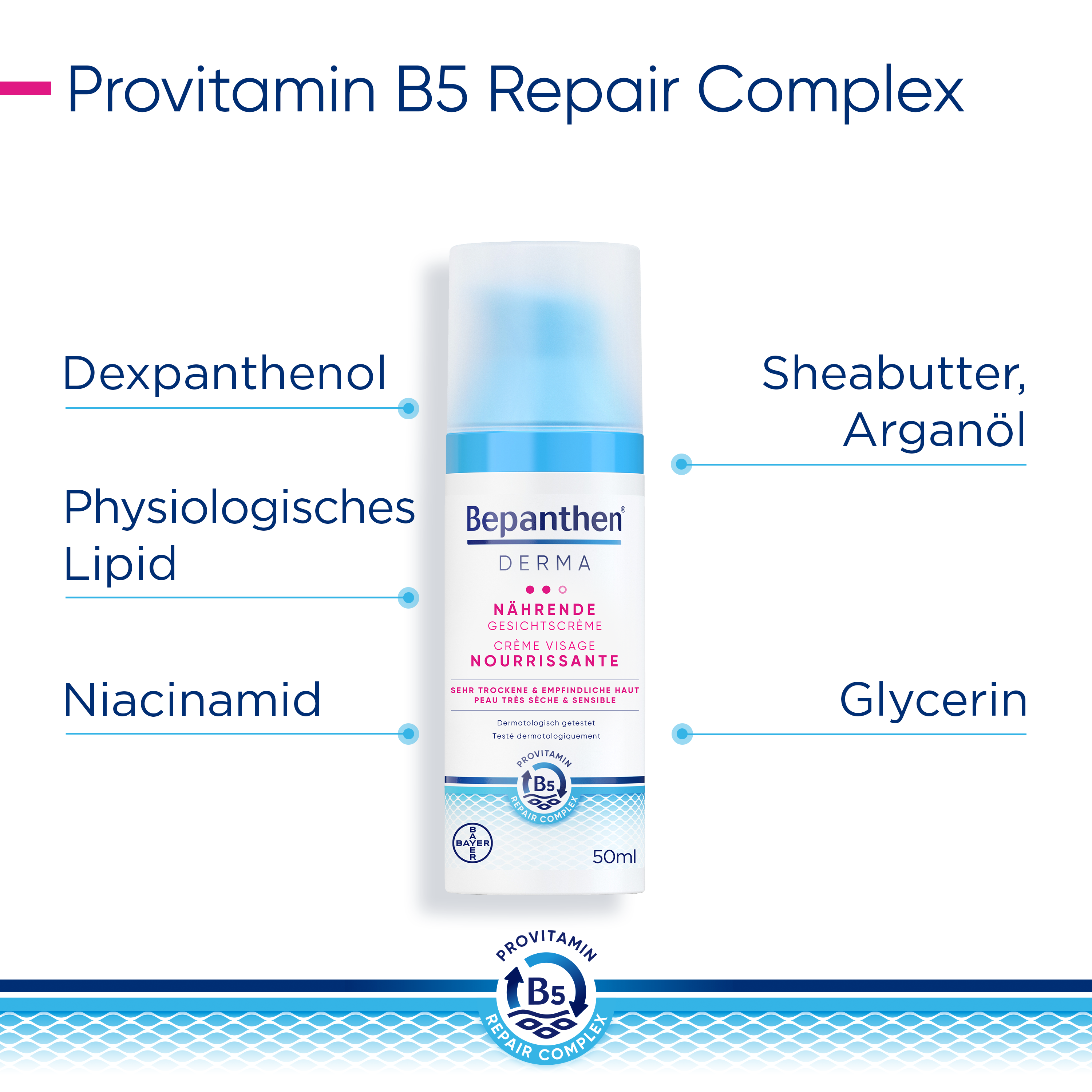 BEPANTHEN Bepanthen DERMA Nährende Gesichtscreme Disp 50 ml