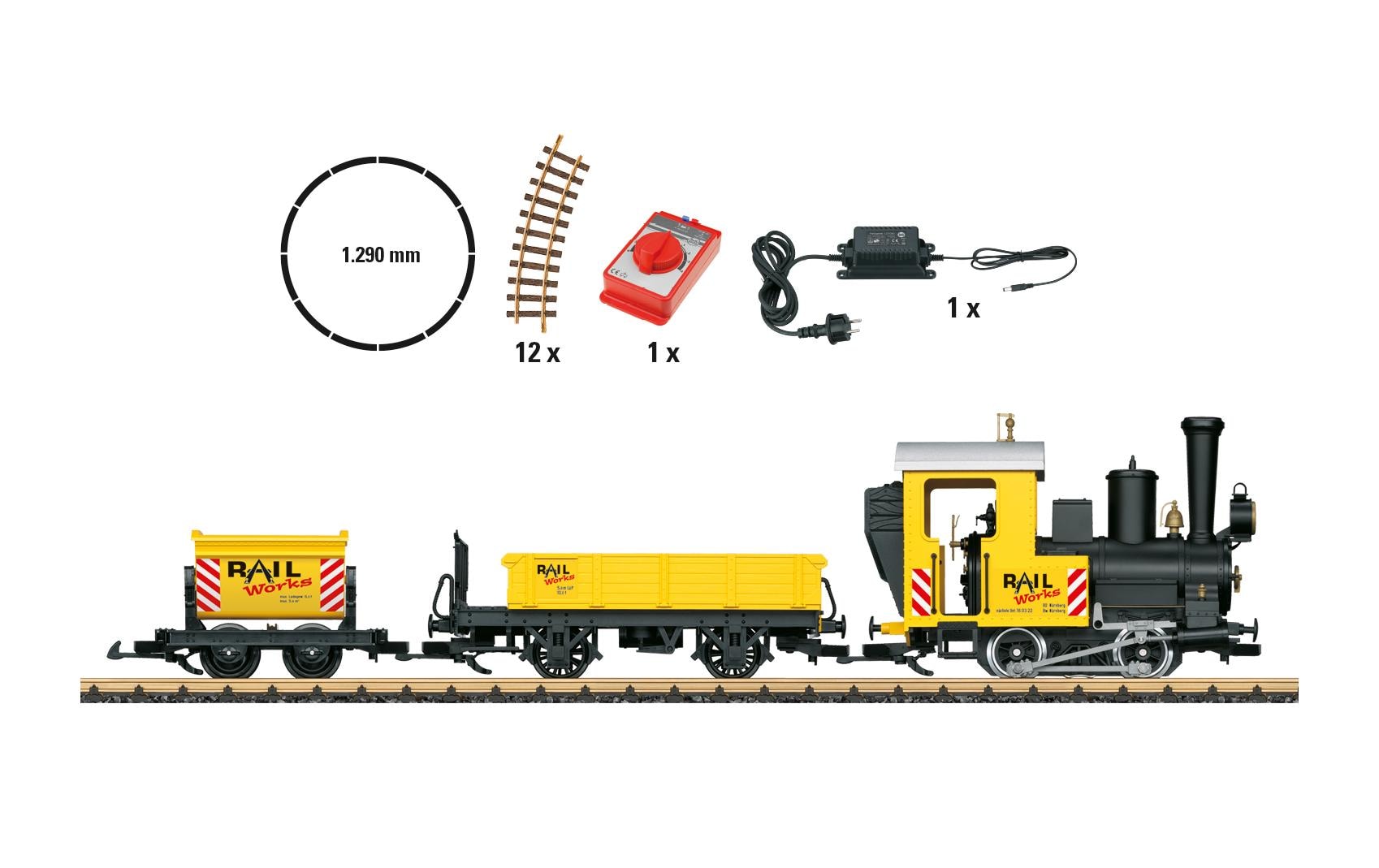Startpackung Baustelle 230 V, Spur G<br>Baustellenzug Gartenbahn Starter Set