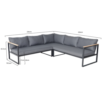 Wakefield loungeset Corfu zwart metaal