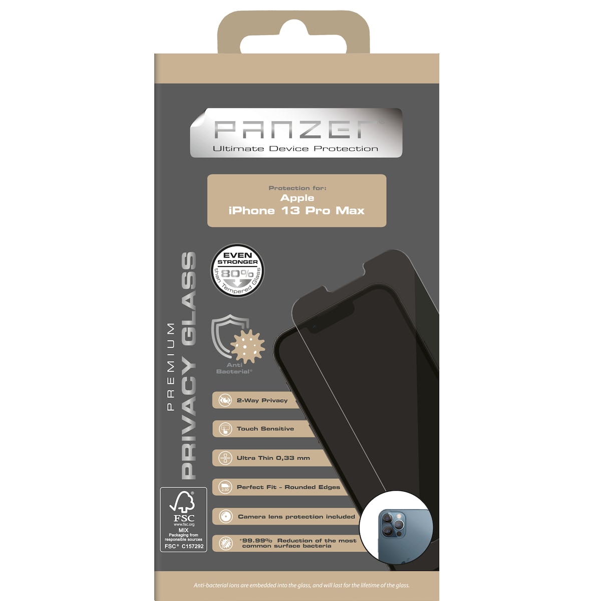 Panzer Full-Fit Privacy 2-way skjermbeskytter til iPhone 13 Pro Max
