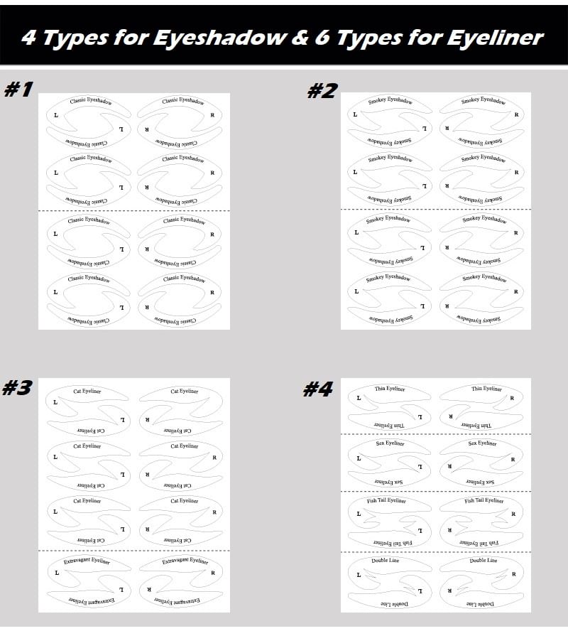 Jericoure - Oogschaduw / Eyeliner Make-up Sticker Stencil (Diverse Ontwerpen)
