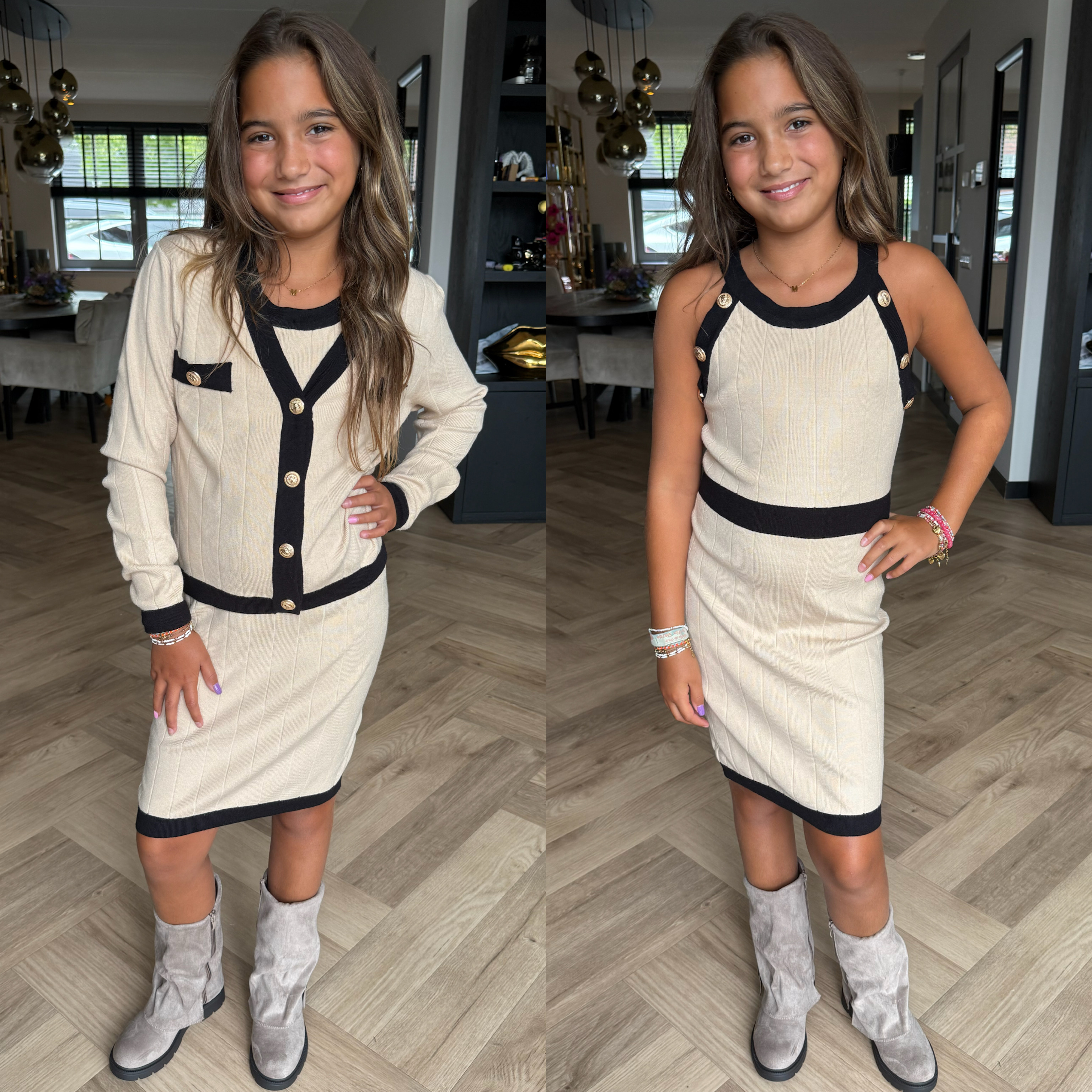 Happy dress  & vest - beige