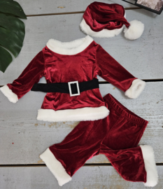 Here comes Santa Claus velvet set - Bordeaux