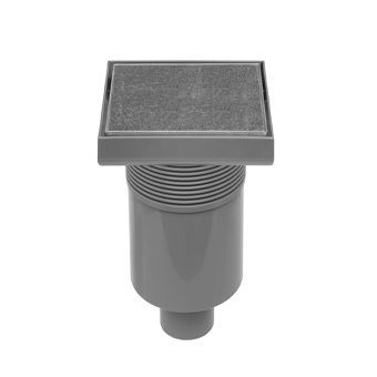 Easy Drain Aqua Quattro Tegel vloerput m. ABS afwerkdeel/RVS betegelbaar rooster en onderuitl. 15x15cm inbouwdiepte 117-155mm m. waterslot 50mm
