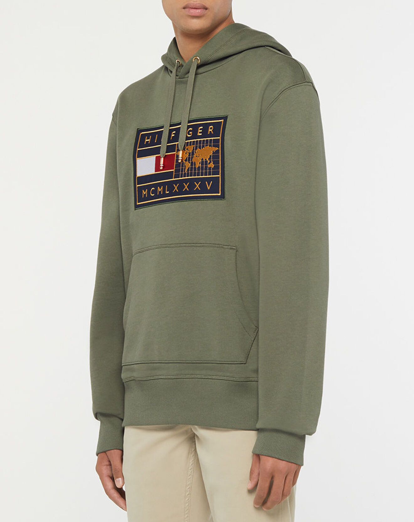 Tommy Hilfiger Sweat 100% Coton Bio Icon Badge kaki