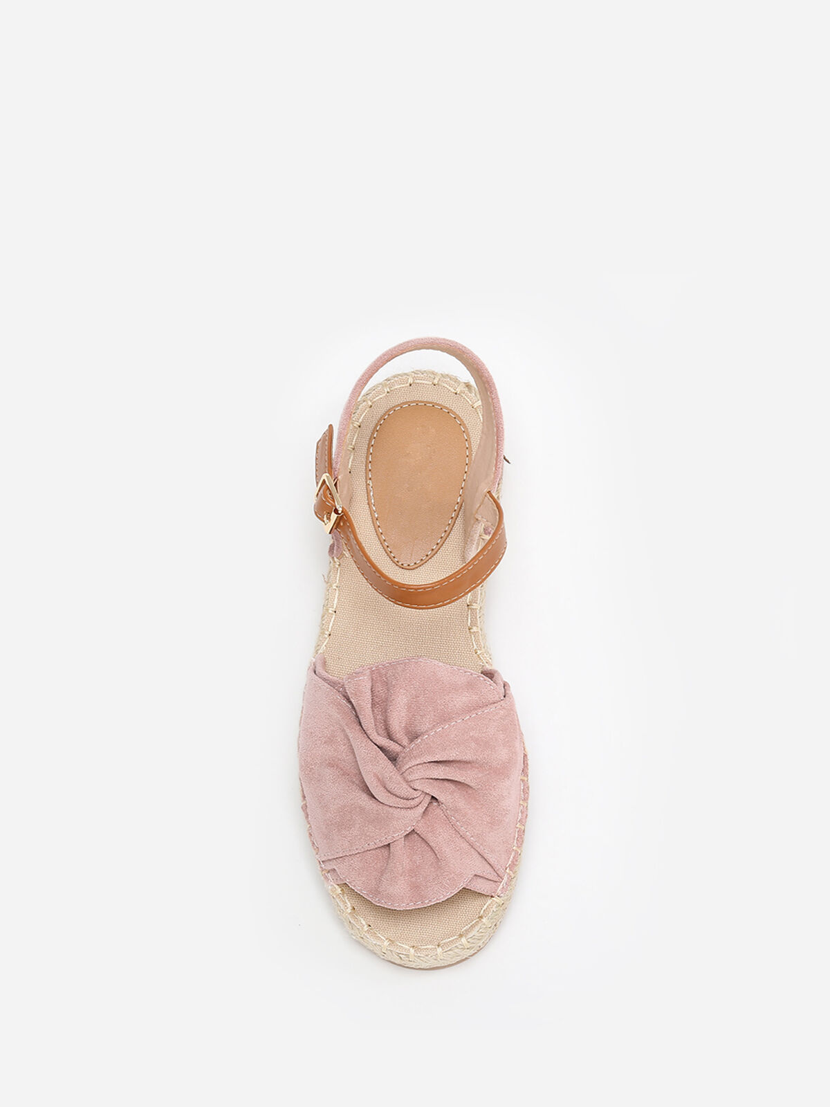 Espadrilles peep toes à bride nouée- Rose