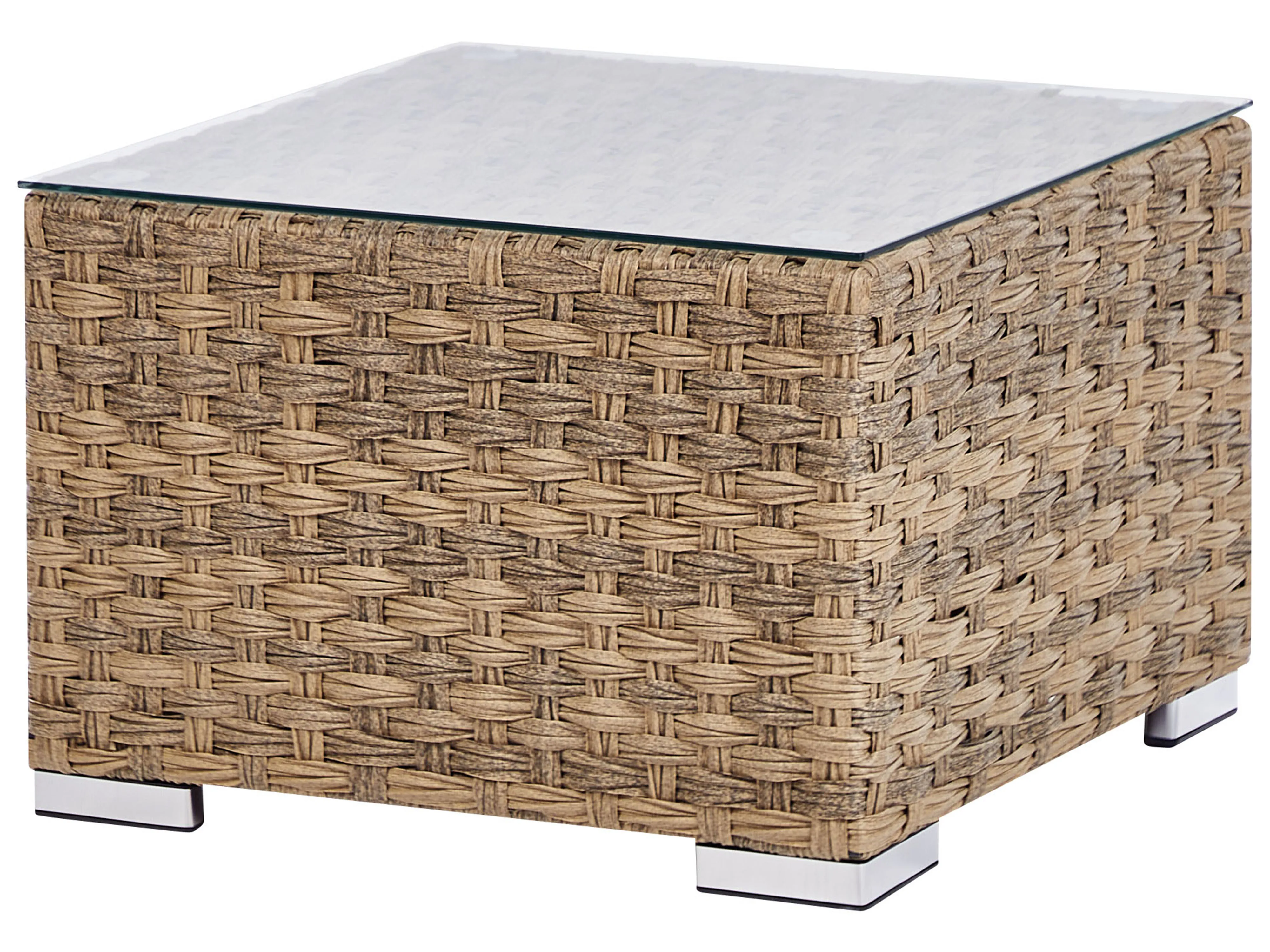 Loungeset met tafel 8-zits XXL rechtszijdig modulair PE rotan Lichtbruin