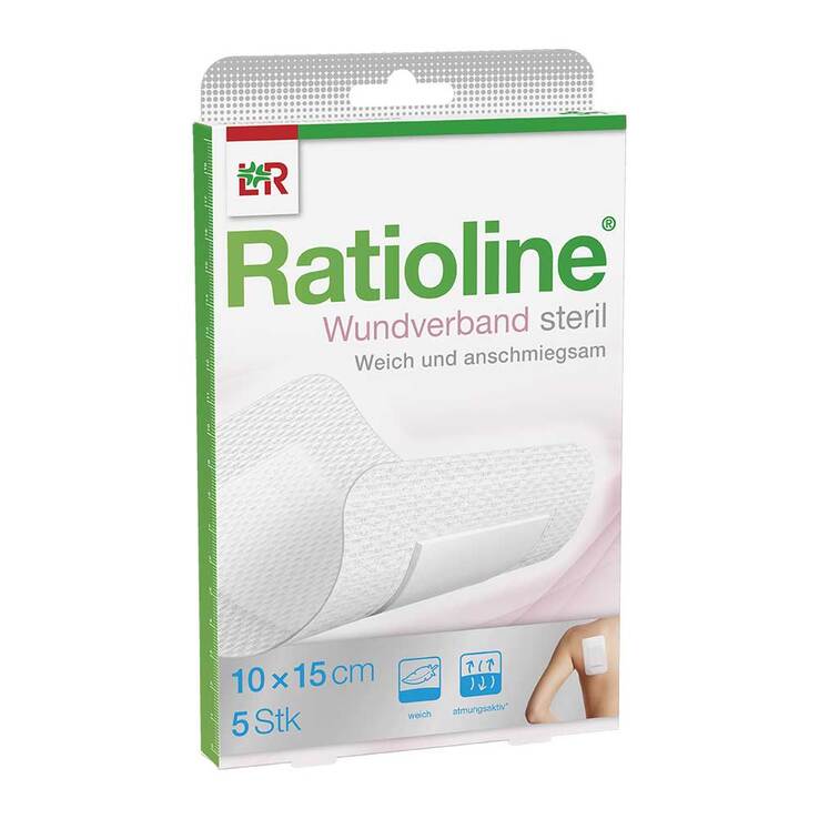 Ratioline Wundverband 15x10 cm steril, 5 St