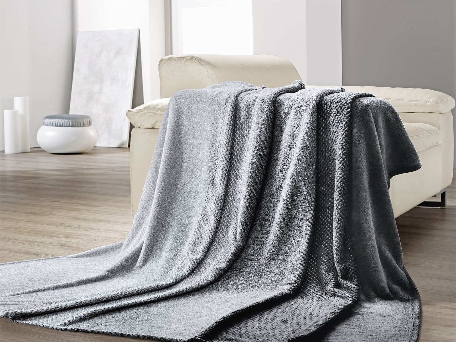 Flanell Kombidecke Gold-Line grau
