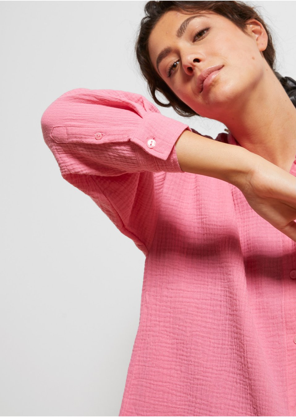 Chemisier oversized long en mousseline