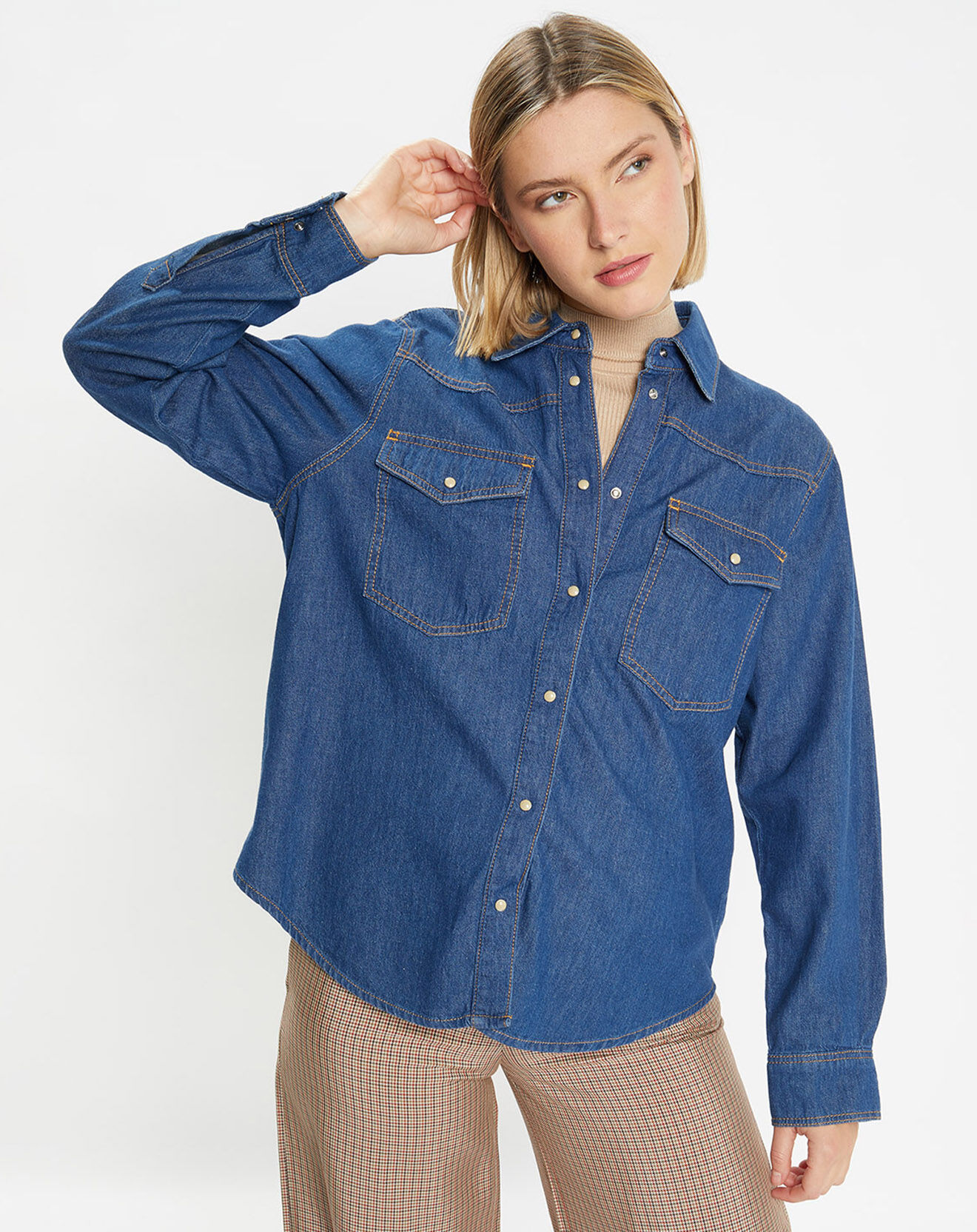 Galeries Lafayette Chemise en denim de Coton bio Colorado bleu foncé