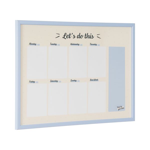 Bi-office Quadro Planner Semanal Magnético 60x45 cm Superfície De Aço Lacado Moldura de Mdf Azul Pastel