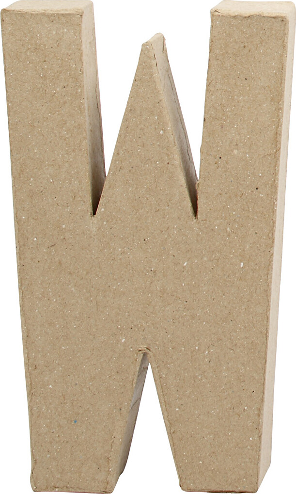 Bogstav Til Pynt - W - Stort Bogstav - Papmaché - 20,3X11,4 CM - Tykkelse 2,5 CM - 1 Stk
