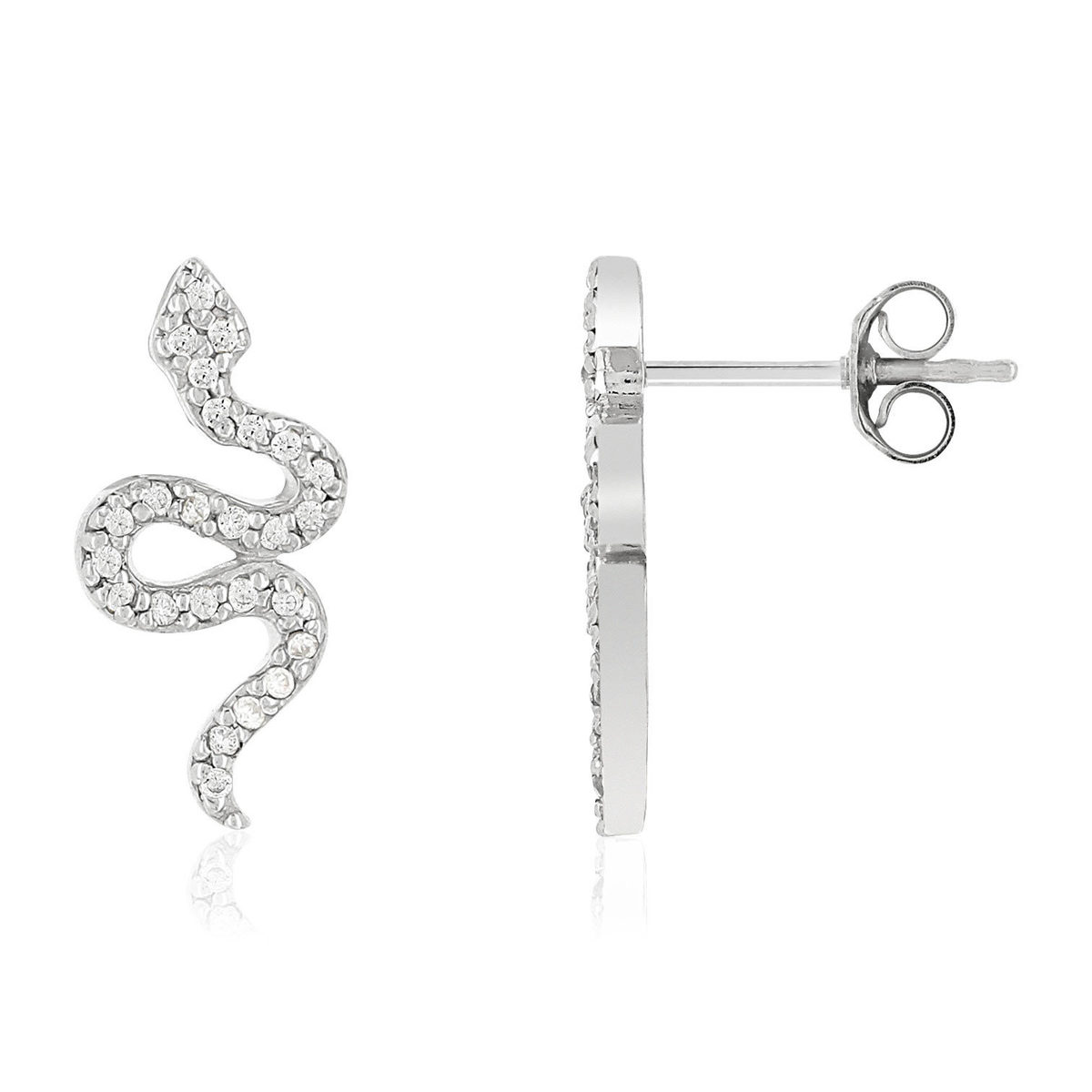 Boucles d'oreilles argent 925 serpents zirconias