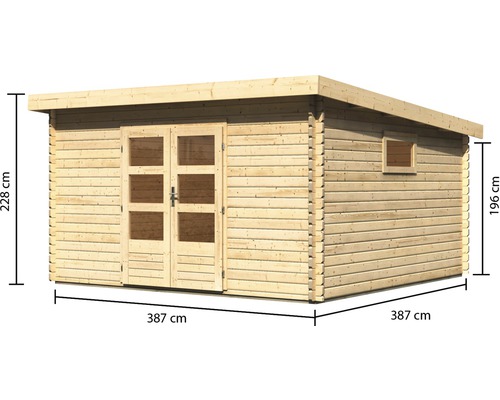 Blokhut Karibu Tossens 6 406 x 422 cm naturel