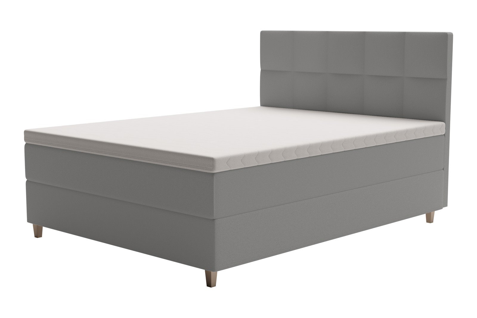XOV Venus Kontinentalseng 160x200 cm i tekstil Terranova 04 beige, fast/fast med Premium 15 overmadrass og sort firkantede ben, gavl selges separate