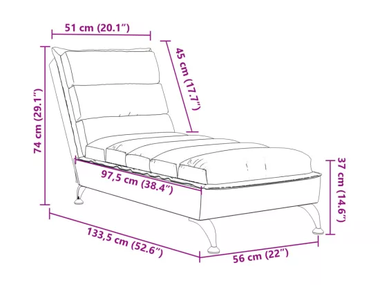 Prolenta Premium - Chaise longue avec coussins noir tissu