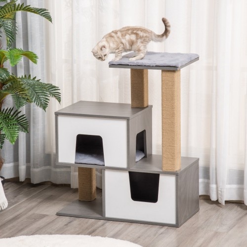 Árvore para gatos Pawhut com tocas, cinza