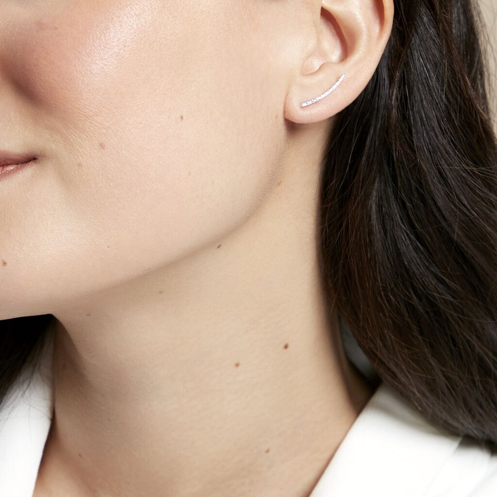 Bijoux D'oreilles Eleana Or Blanc Oxyde De Zirconium