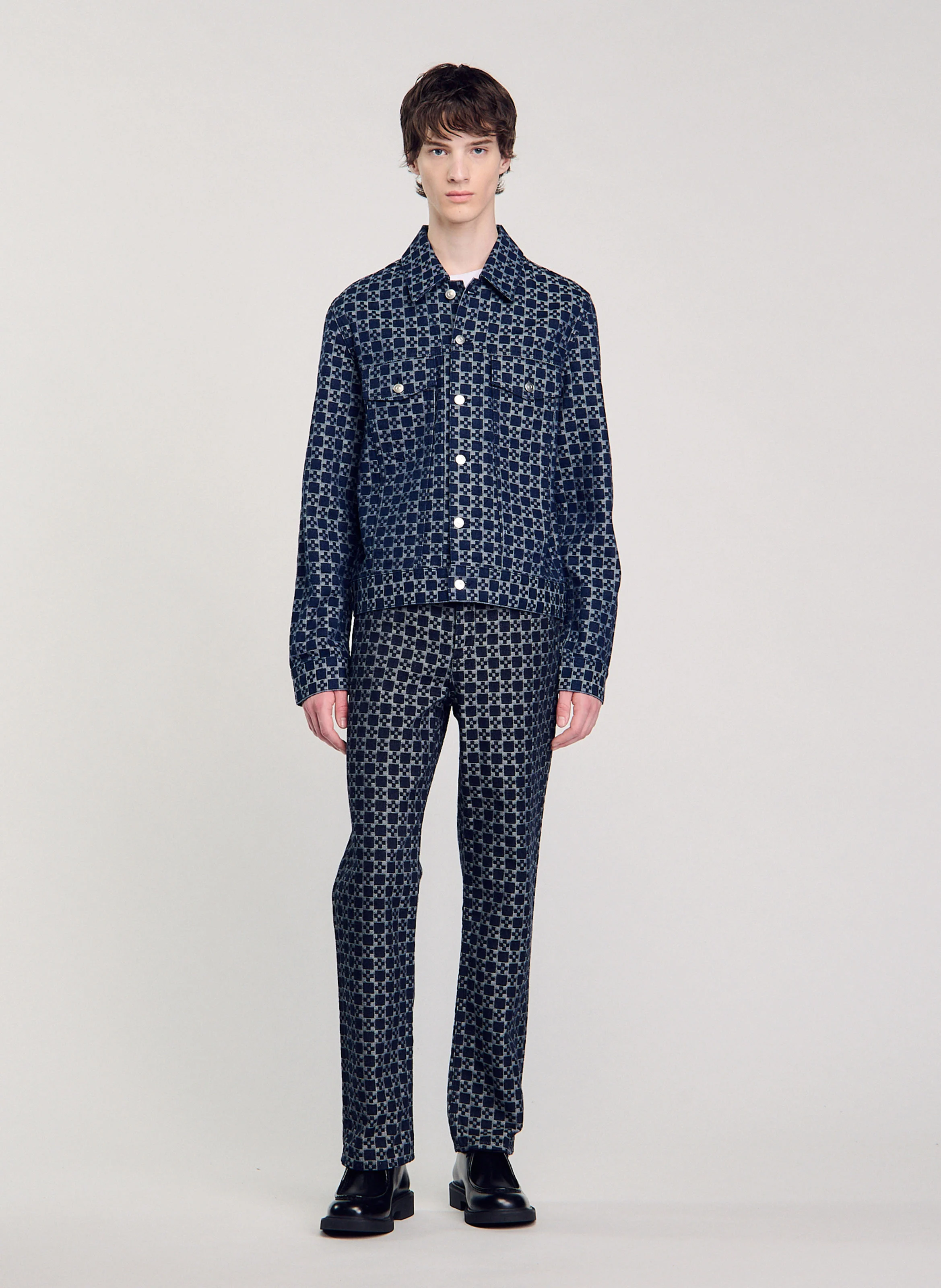 Veste col classique en coton | Bleu