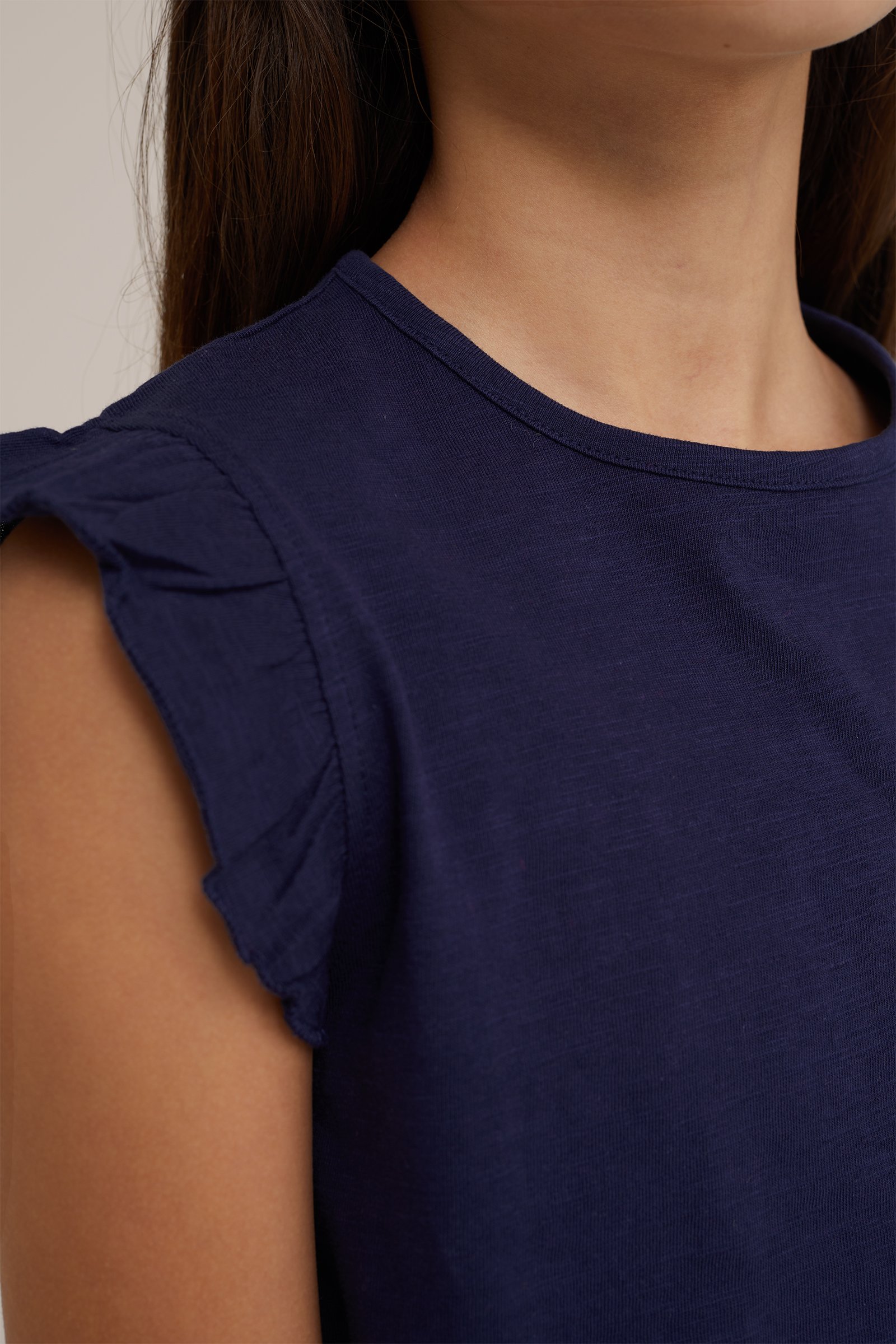 Meisjes T-shirt met ruches WE Fashion Donkerblauw