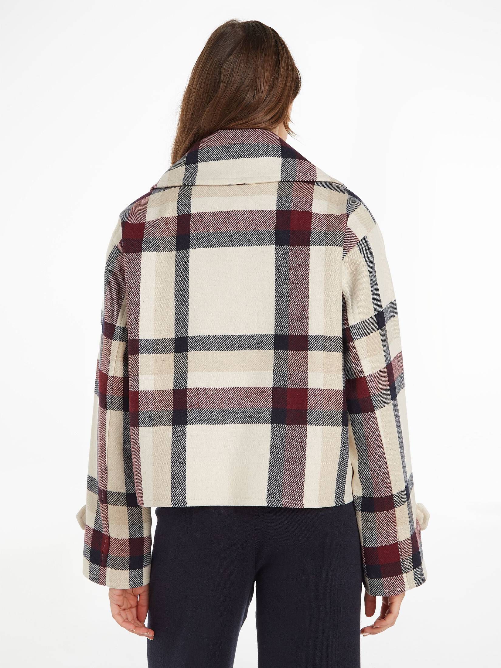 Tommy Hilfiger| Damen Wolljacke WOOL BLEND CHECK PEACOAT
