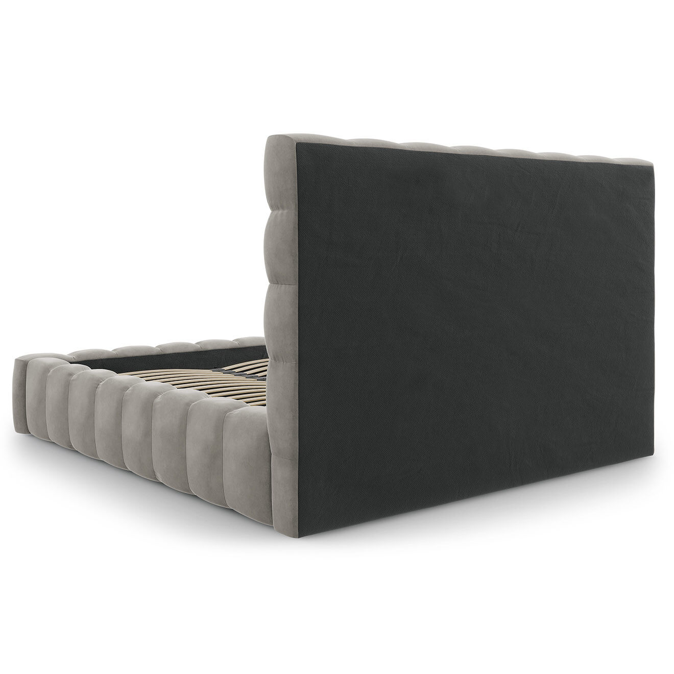 Cosmopolitan Design Lit avec coffre de rangement Bali Velours gris clair - 180x200 cm