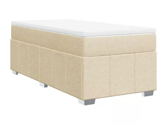 Sommier à lattes de lit et matelas Crème 90x190 cm Tissu