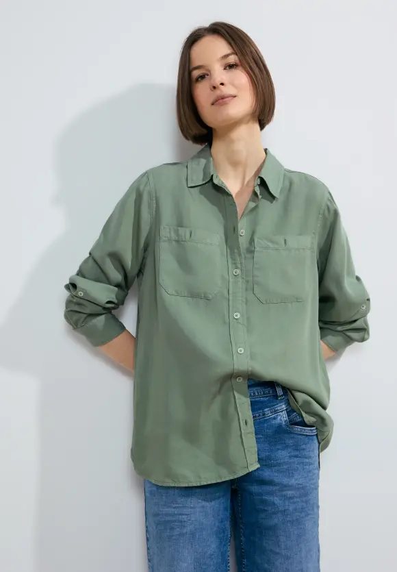 Lyocell Hemdbluse - raw salvia green