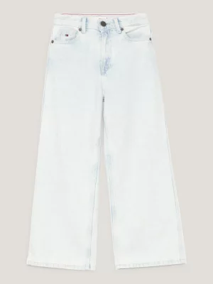 Calça jeans de perna larga descolorida