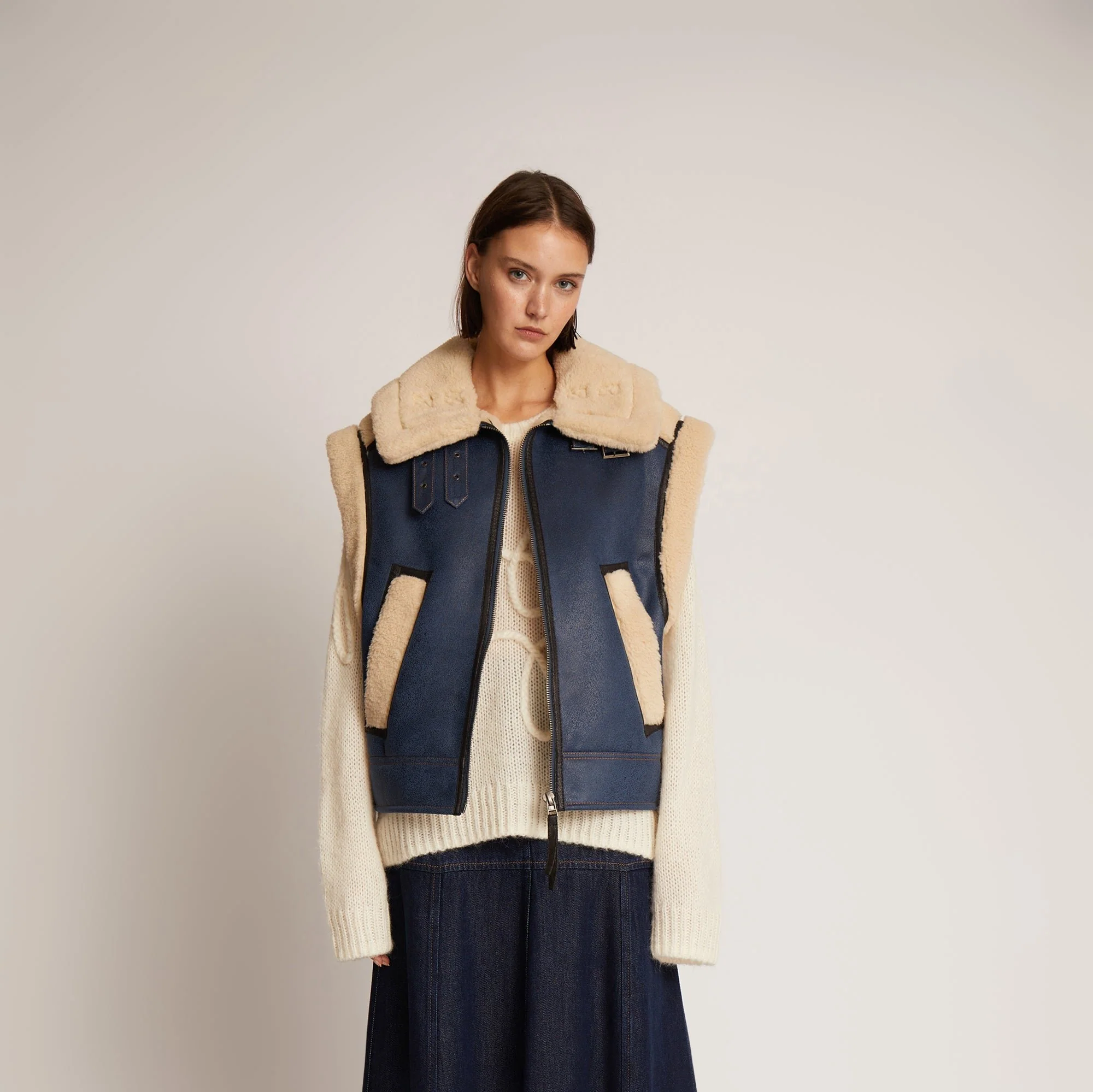 MUNTHE  Tuppa vest - blå/creme
