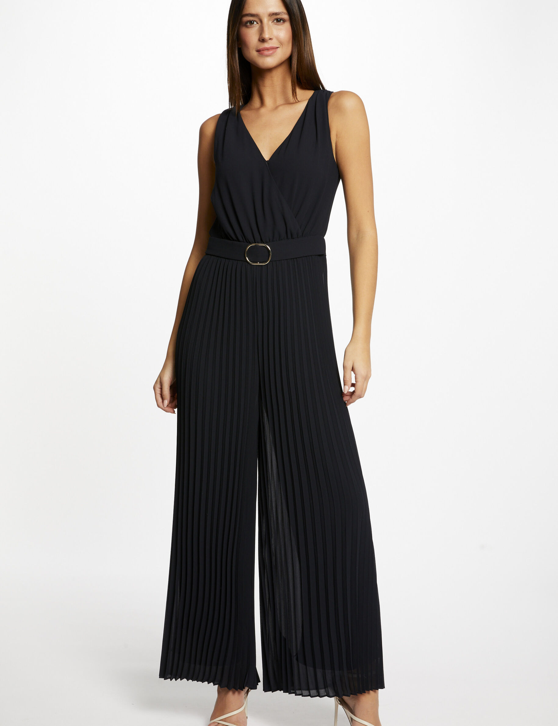 Combinaison ample à jambes plissées marine femme - marine