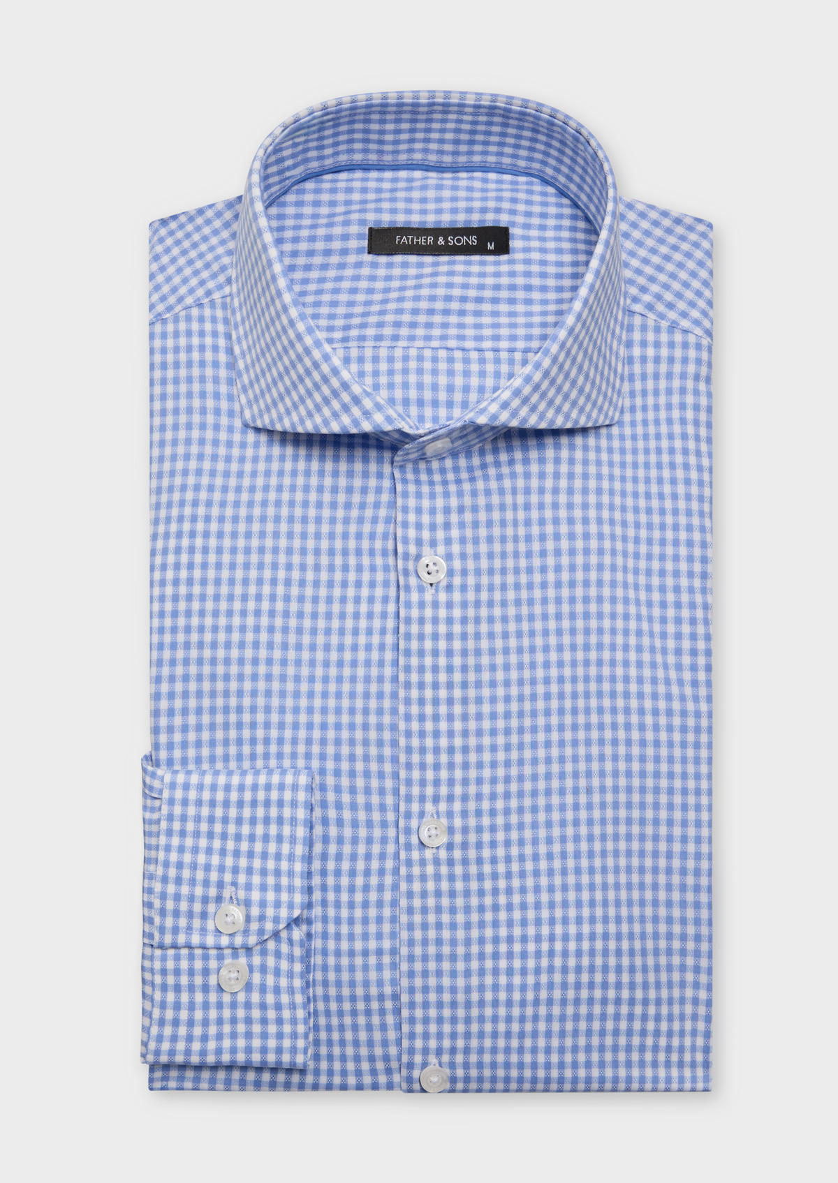 Chemise habillée Regular en coton mélangé Jacquard blanc à carreaux bleus
