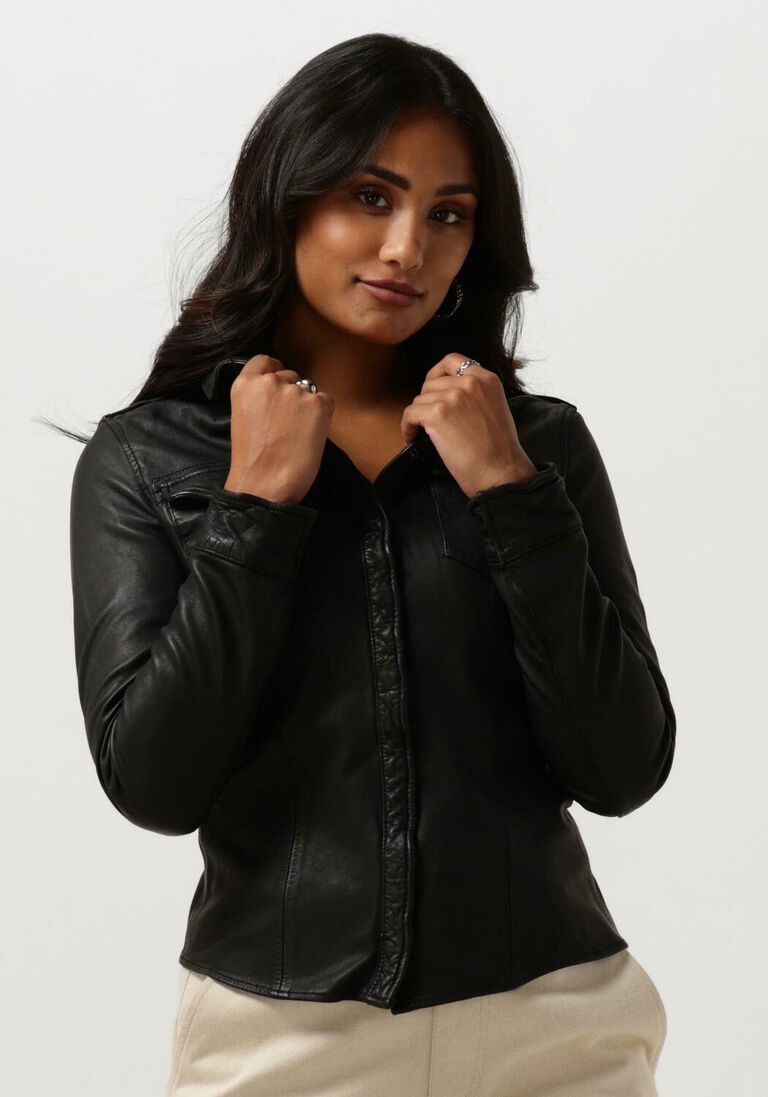 GOOSECRAFT zwarte goosecraft leren jas gc blouse113