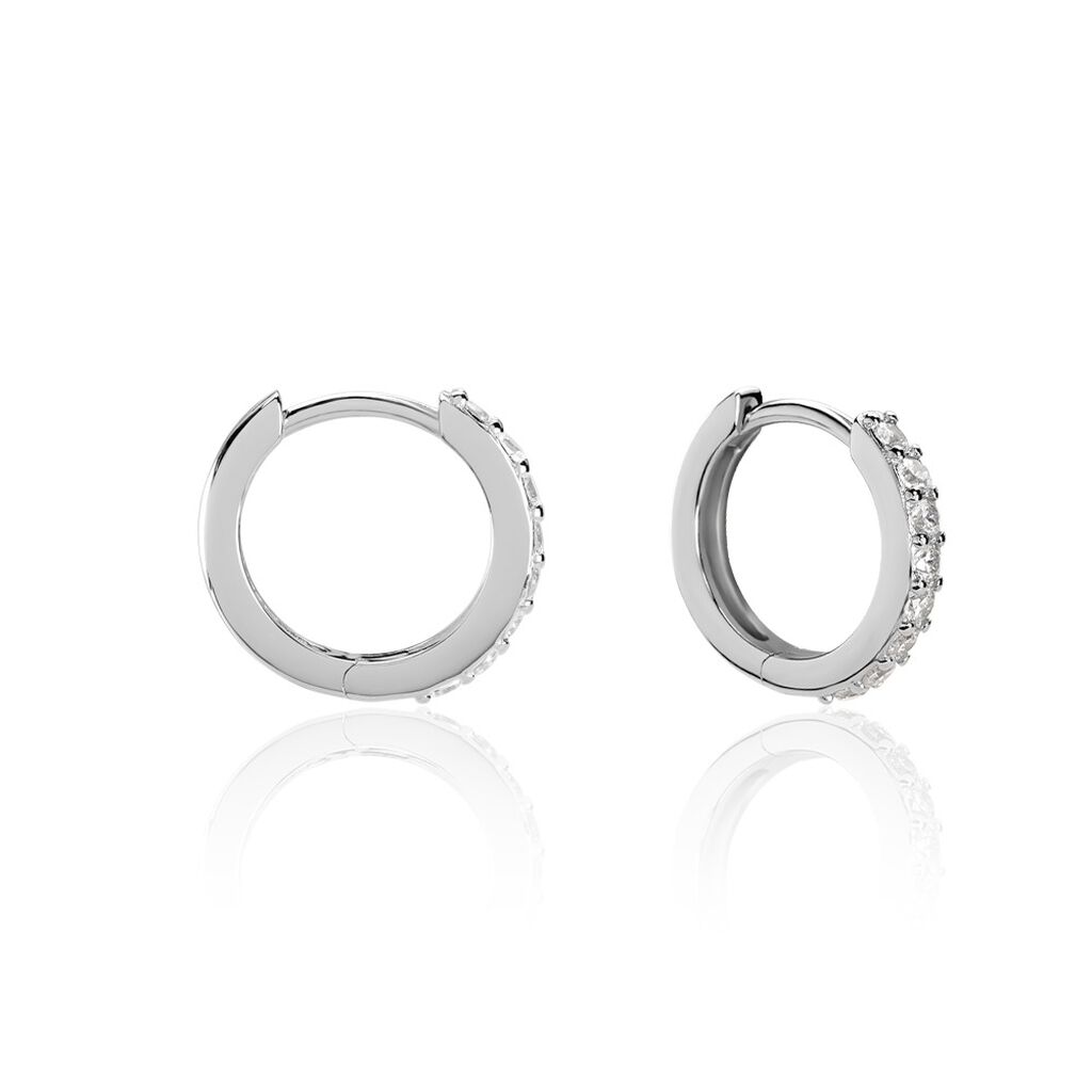 Créoles Jussi Argent Blanc Oxyde De Zirconium