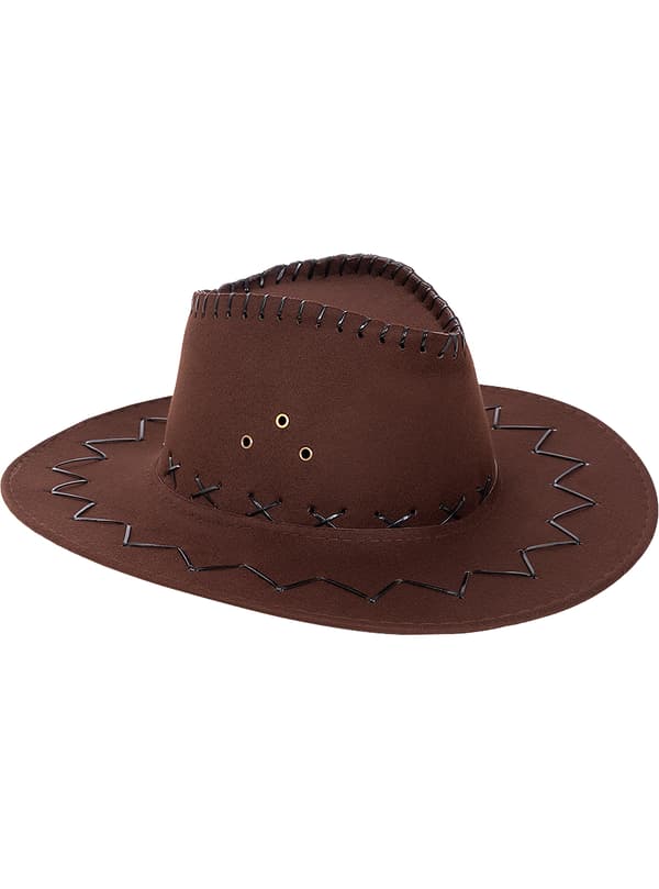 FUNIDELIA Brun cowboyhatt til dame og mann - Størrelse: 0 - Brun