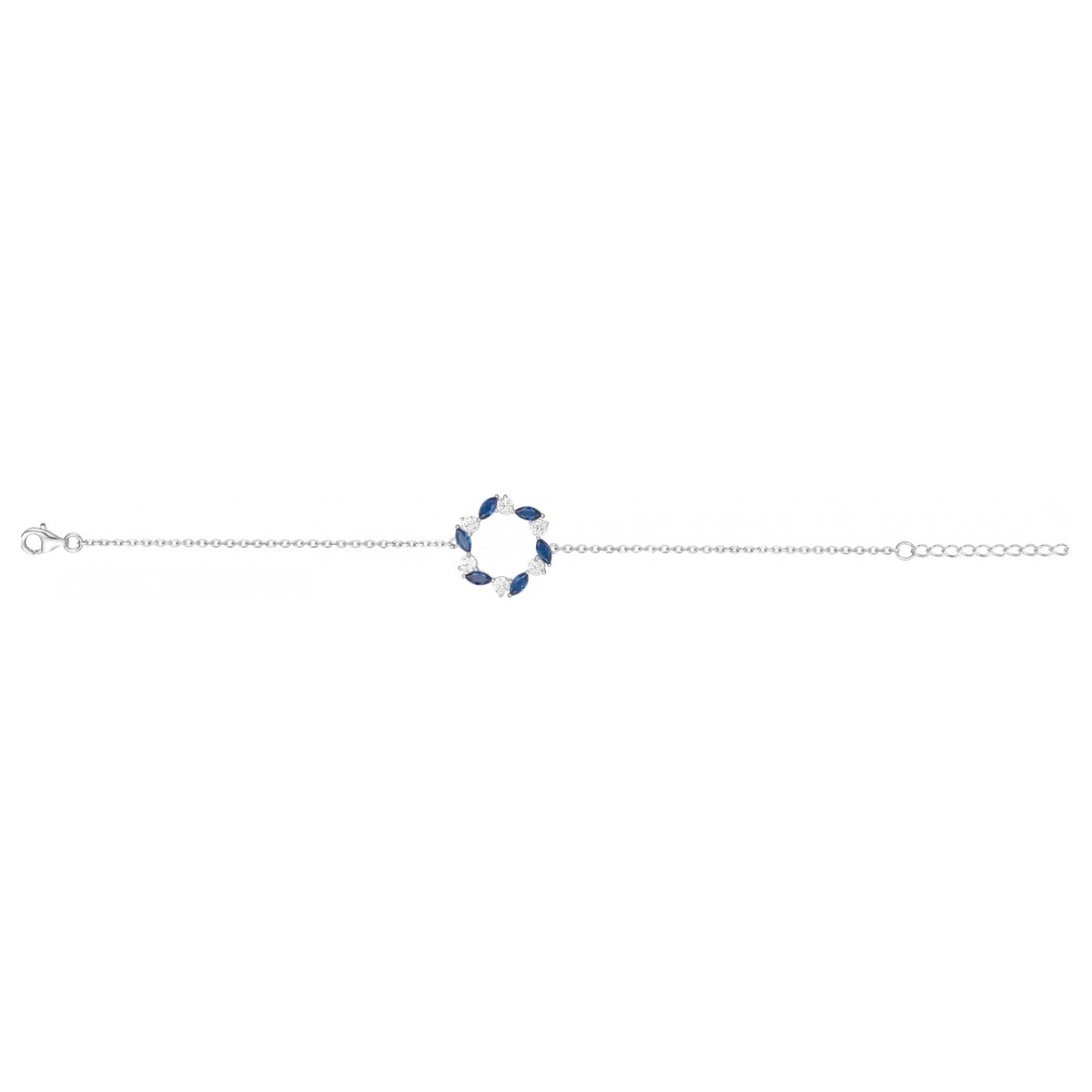 Bracelet souple mono-motif en Argent avec spinelle bleu saphir