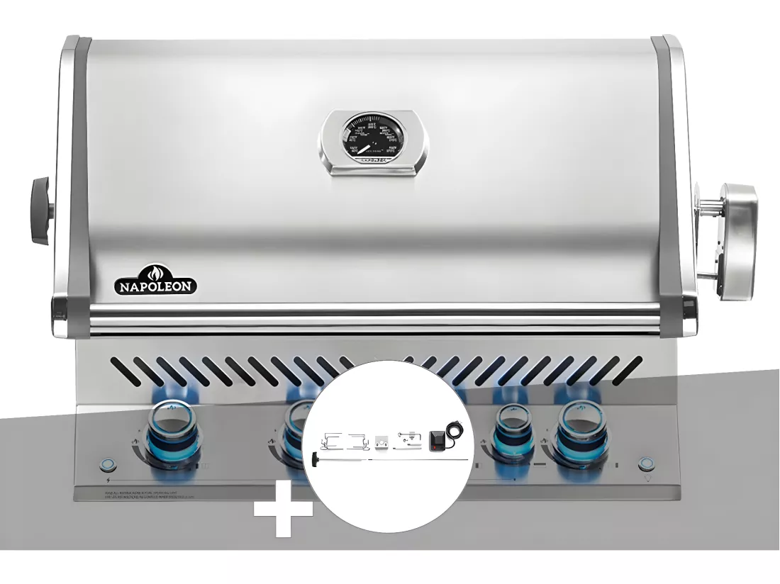 Barbecue à gaz encastrable Prestige Pro 500 inox avec rôtissoire - Napoleon